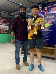 PB Abhinand with his coach Subin Kumar.
